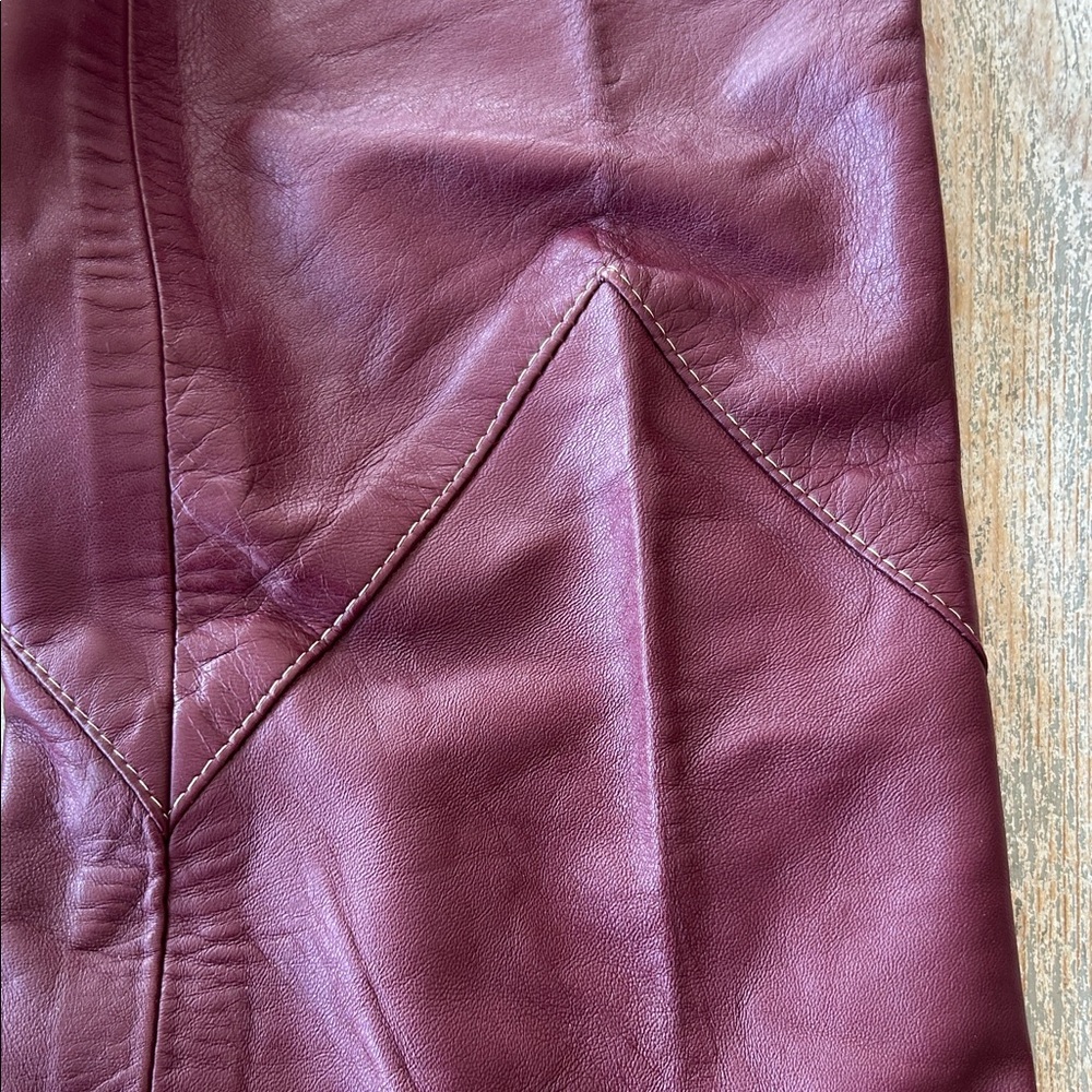 Vintage Burgundy Leather Pants - Picture 2 of 8